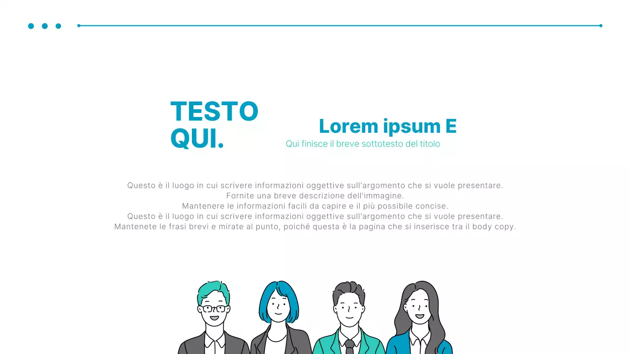 Una semplice presentazione aziendale in blu e menta