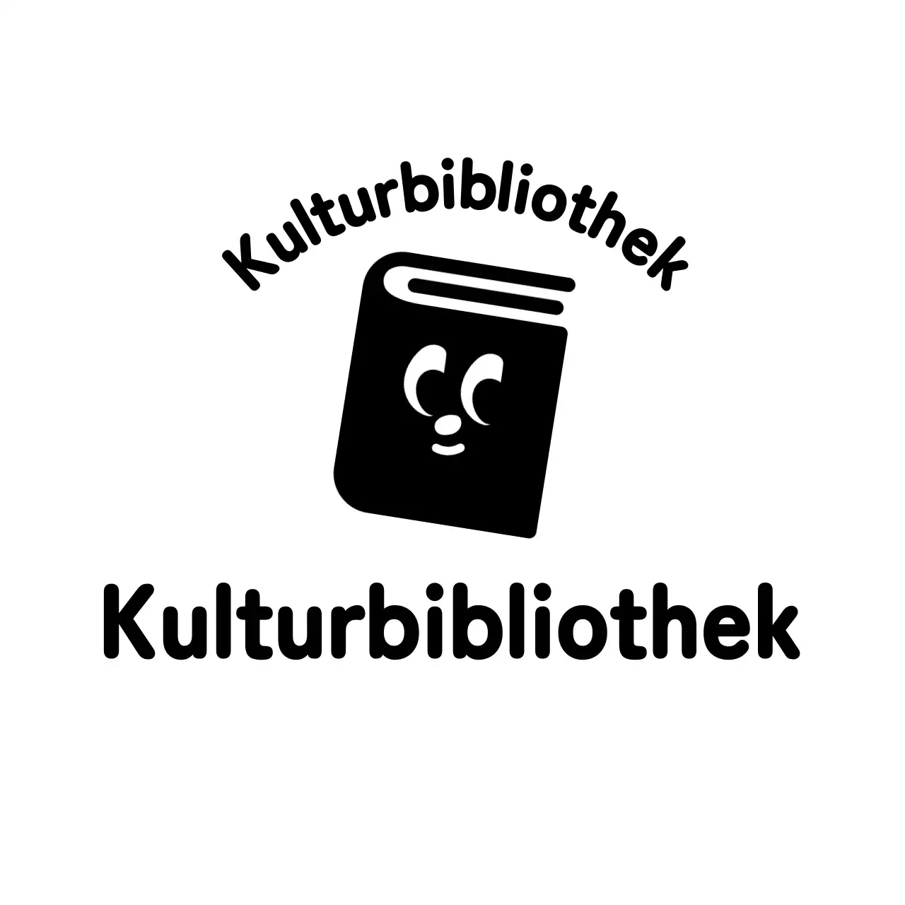 Bibliothekslogo mit niedlicher Buchillustration
