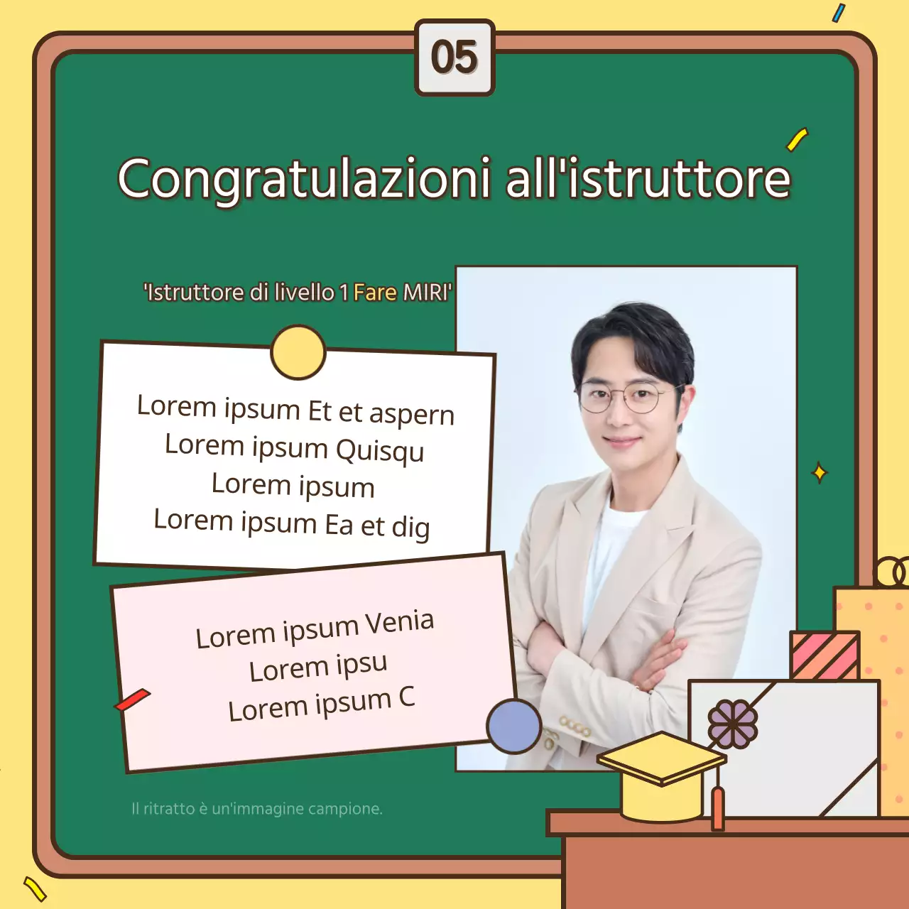 Un bel post di laurea giallo e verde