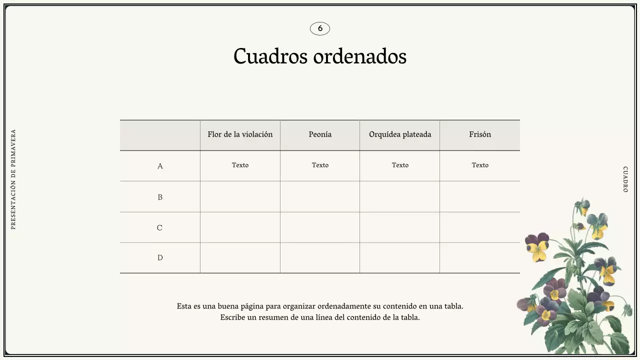 Propuesta de flores primaverales vintage en diseño marfil