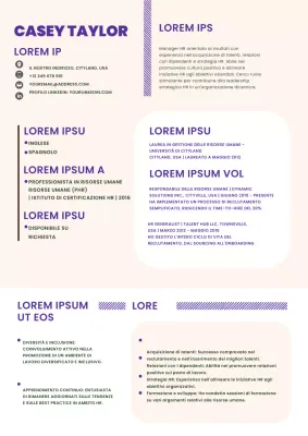 Beige e viola: un curriculum di tendenza per le risorse umane