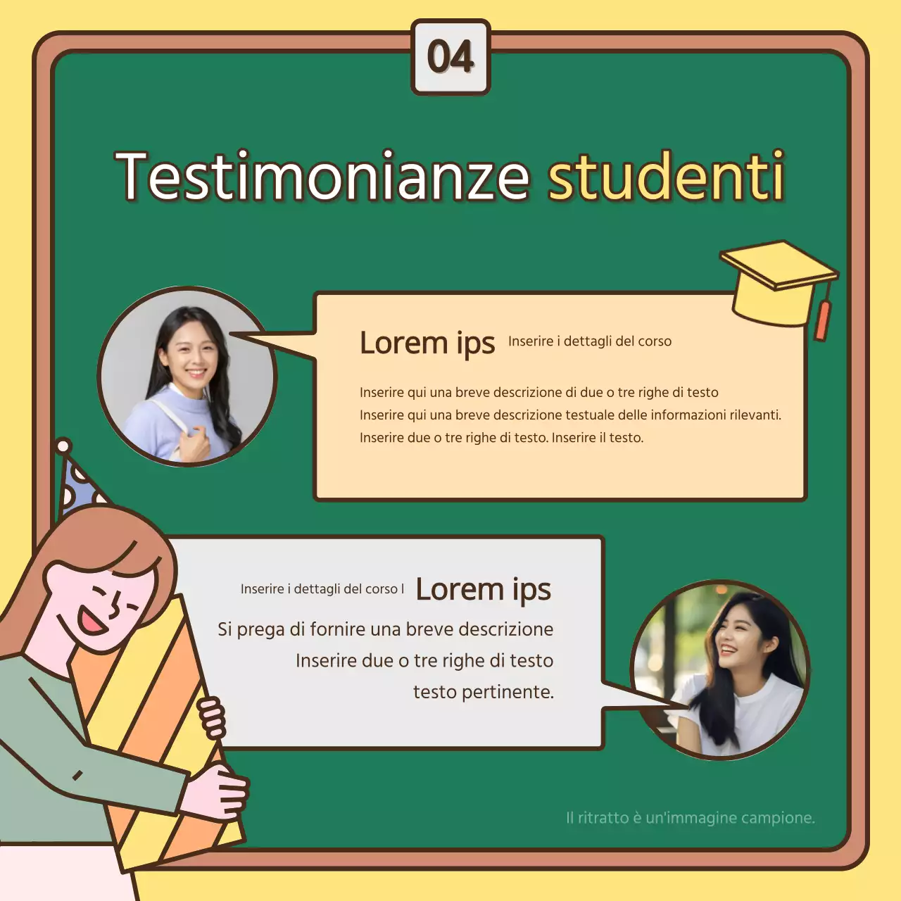 Un bel post di laurea giallo e verde