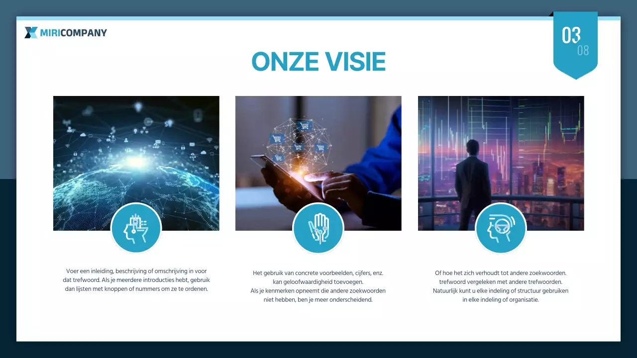 Eenvoudige zakelijke presentatie in mint en marineblauw