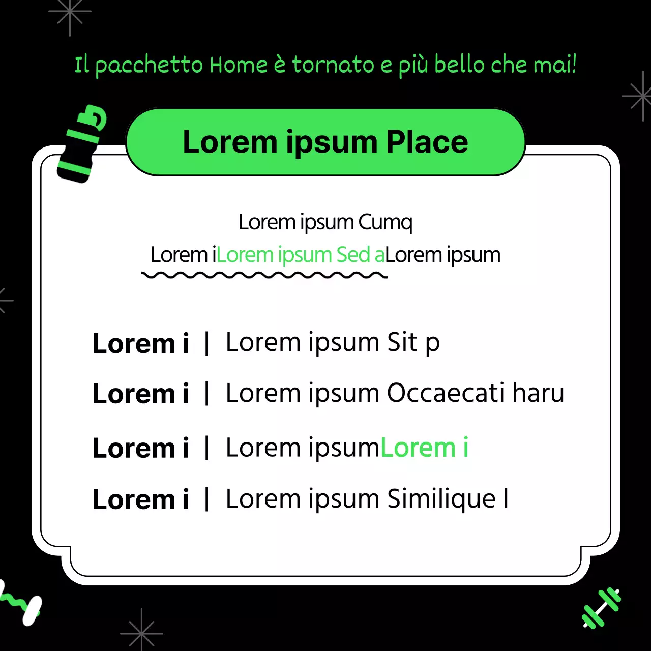 Reclutate sostenitori per un allenamento casalingo kitsch in neon e nero