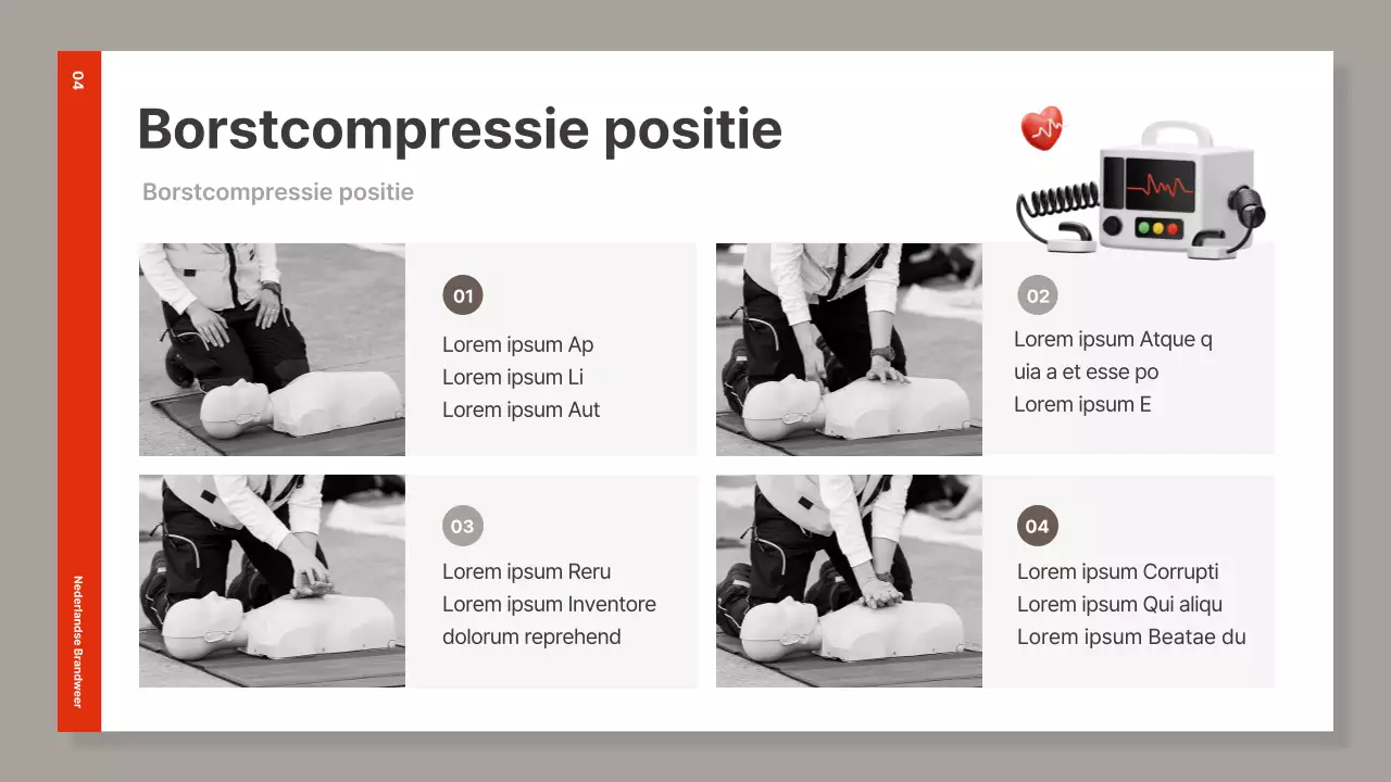 Eenvoudig rood en bruin reanimatiemateriaal