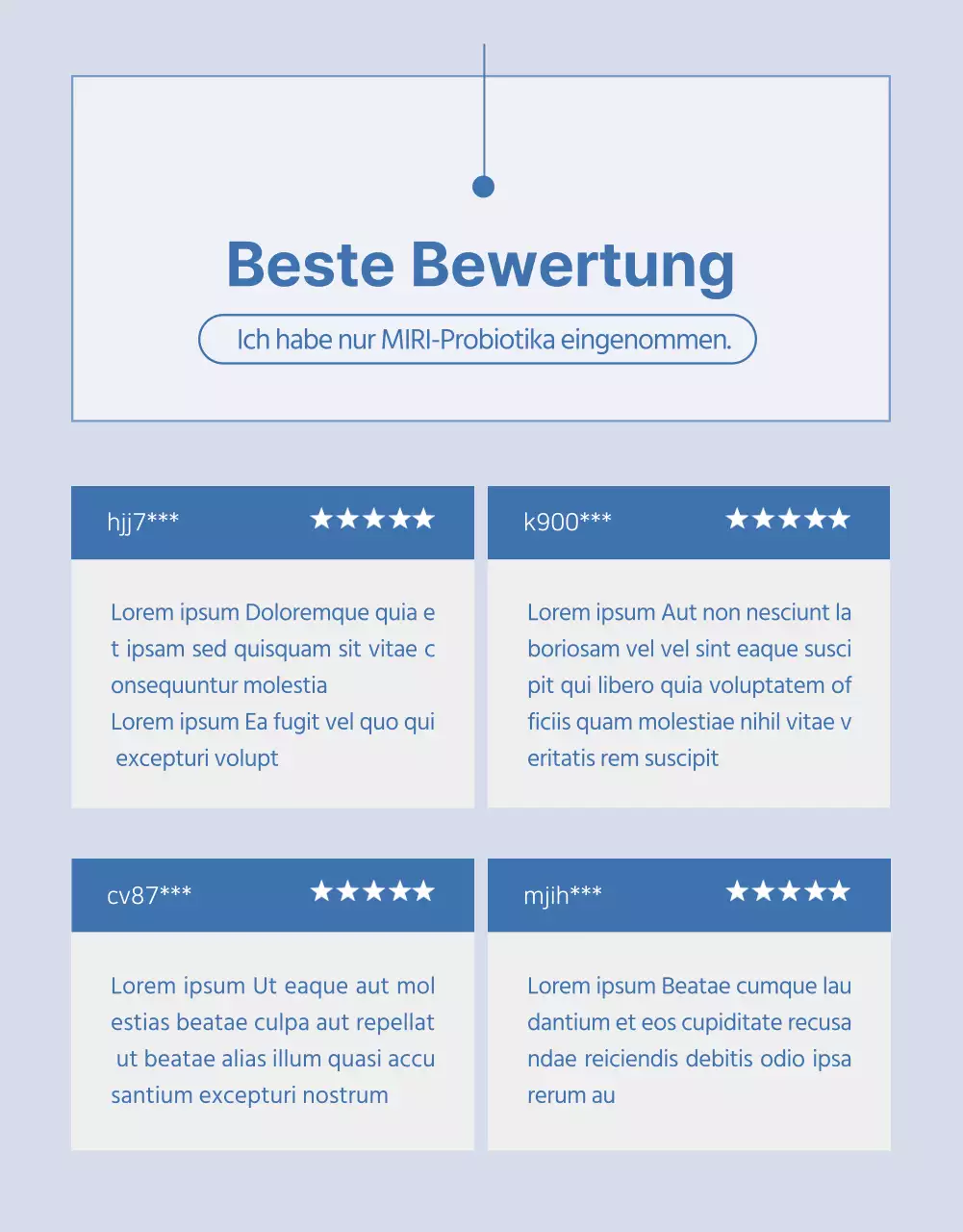 Einfacher Lactobacillus-Produktbrief in marineblau und hellblau