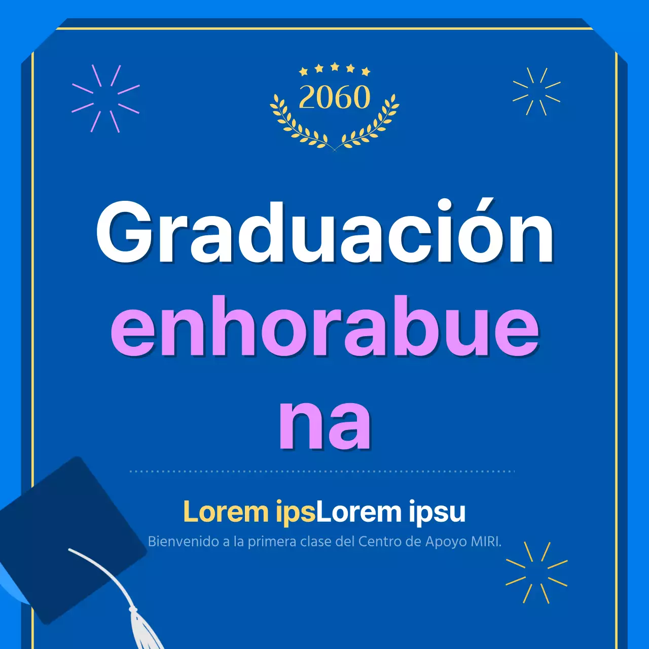 Un puesto de finalización kitsch azul y amarillo
