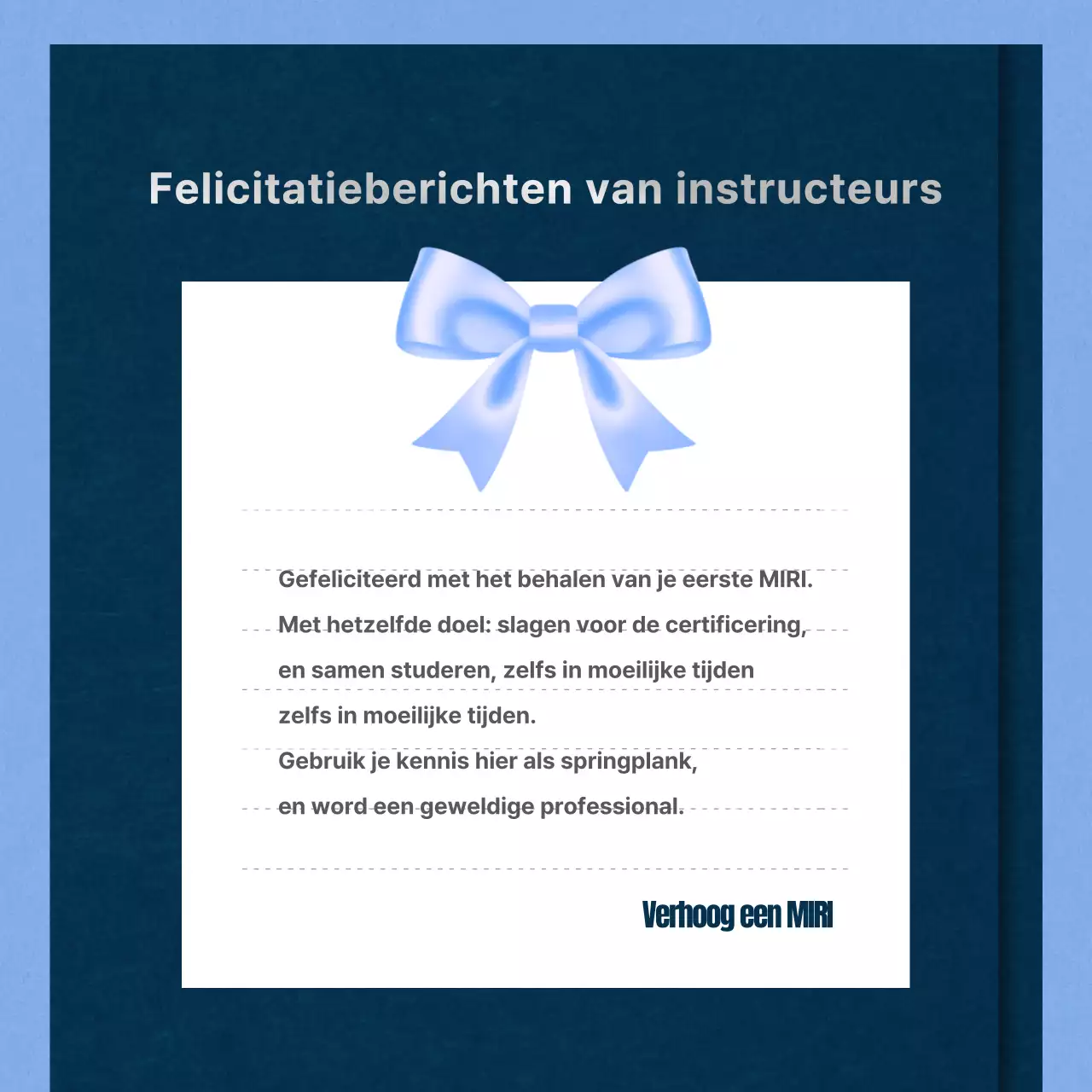 Minimalistische afstudeerbrief met lichtblauwe achtergrond