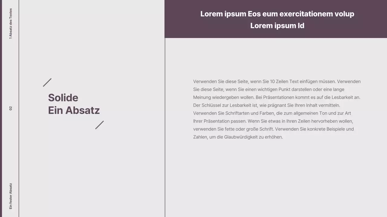 Erläuterung des minimalistischen Layouts in Lila