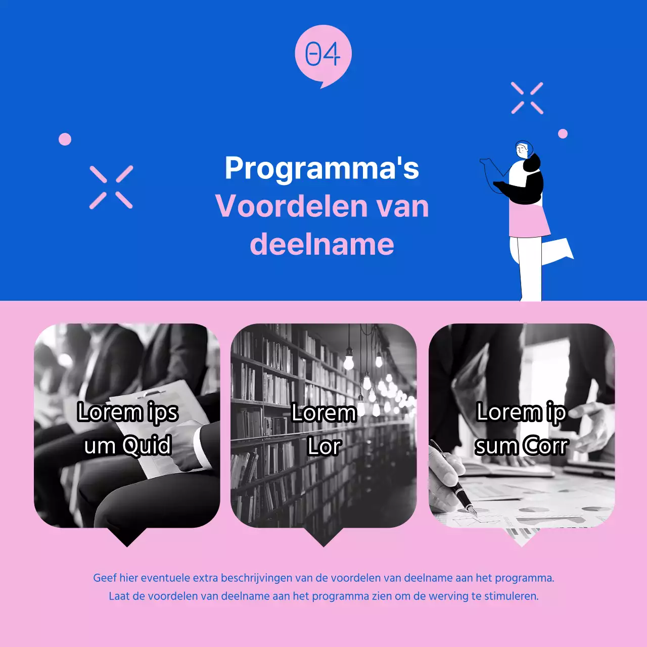 Het moderne blauw-roze programma Carrièresprong voor vrouwen promoten