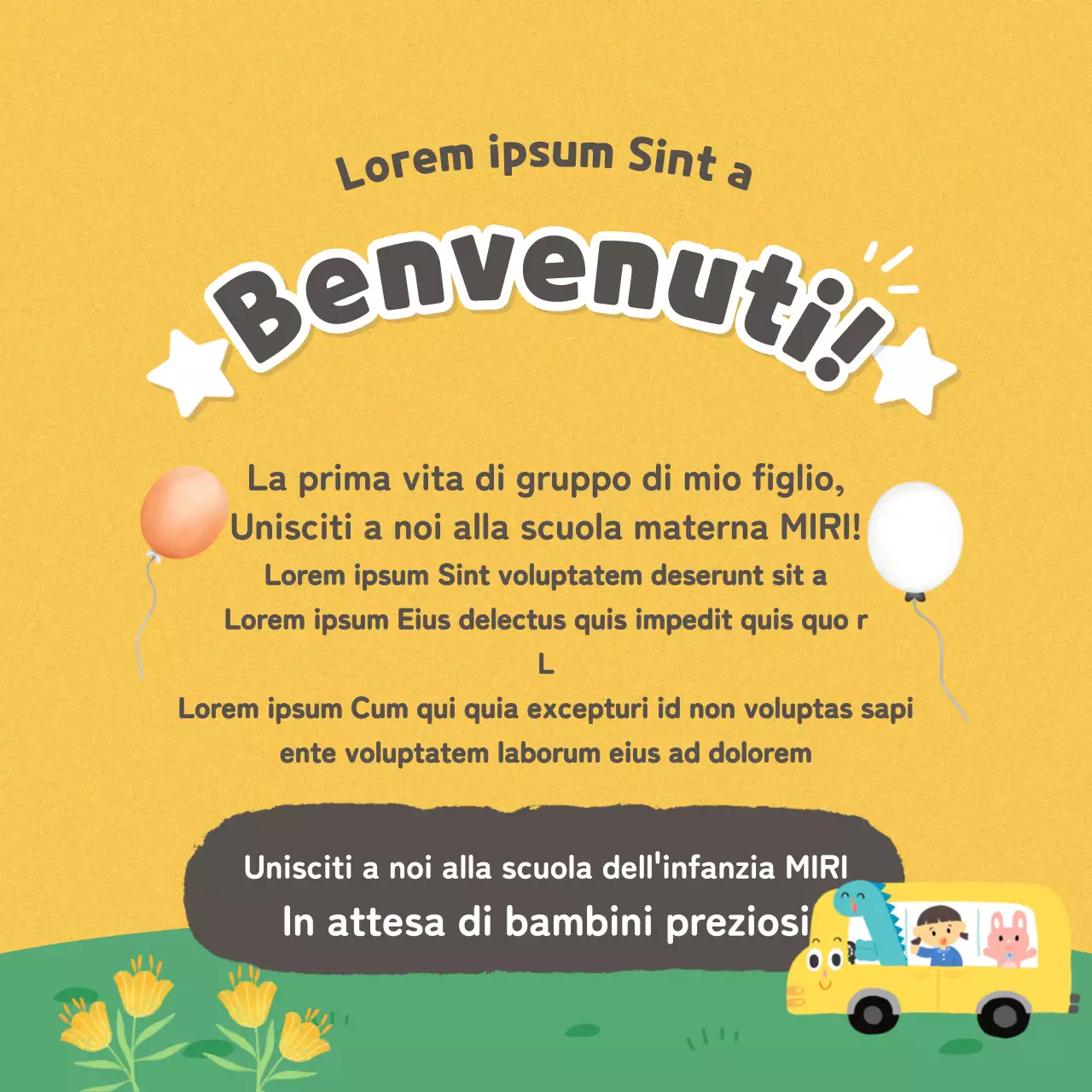 Annunci di asili nido verdi e gialli