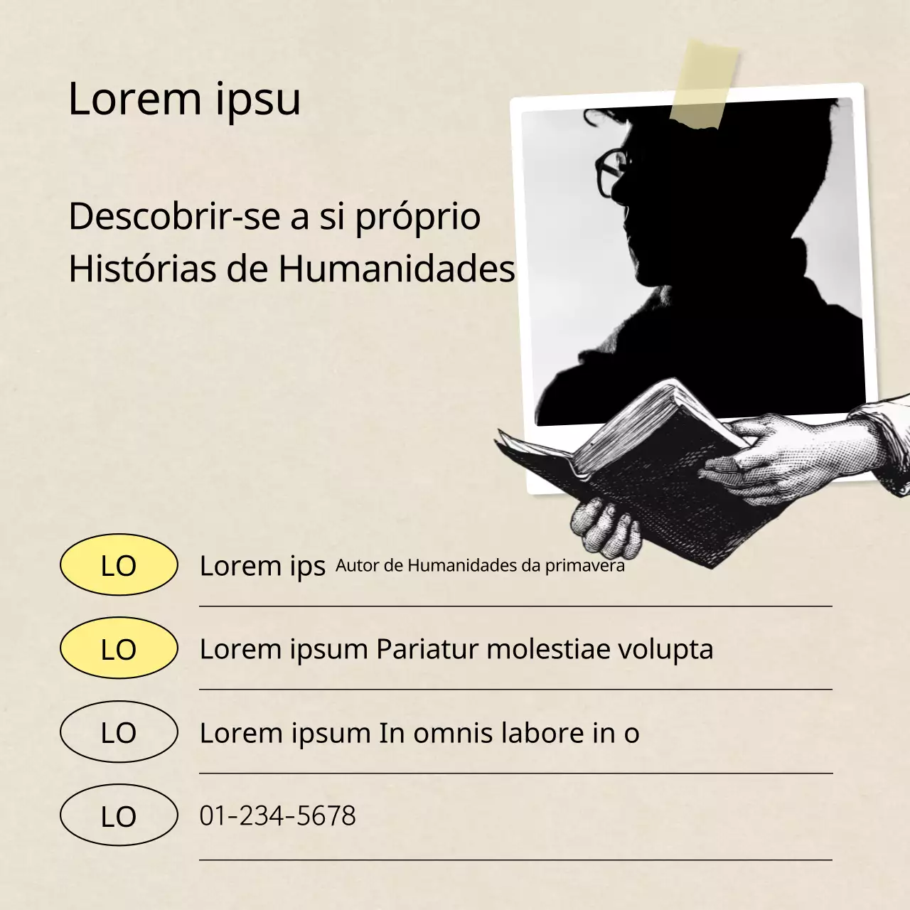 Promover um recrutamento simples de concertos de livros em bege e amarelo