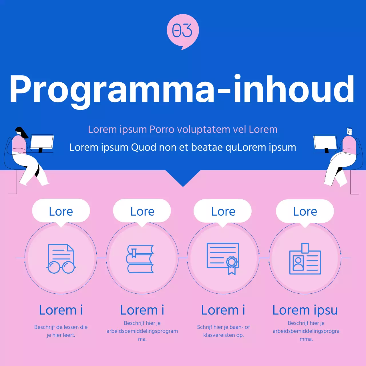 Het moderne blauw-roze programma Carrièresprong voor vrouwen promoten