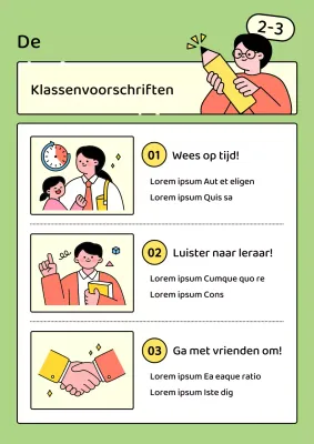 Een eenvoudige, chartreuse-kleurige gids voor regels in de klas op de basisschool