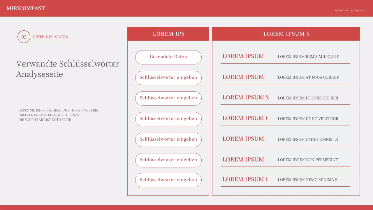 Minimalistische Nummerierungspräsentation in Elfenbeinrot