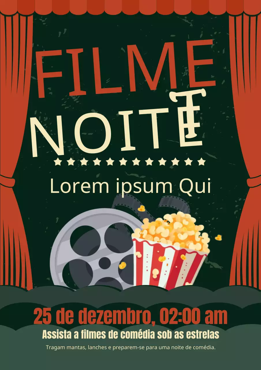 Promover eventos noturnos de cinema azul-verde e vermelho