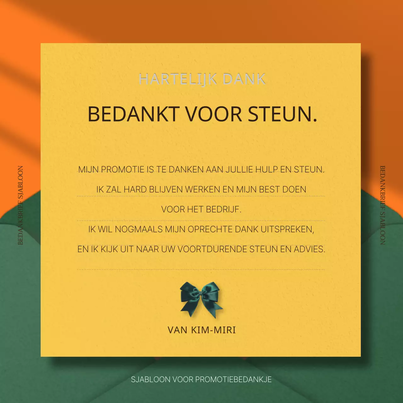 Modern bedankbriefpapier in blauw en geel