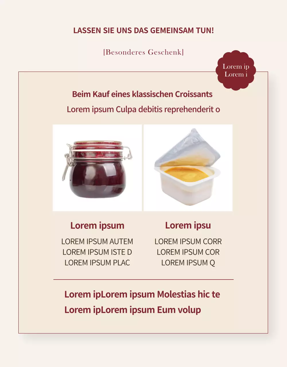 Werben Sie für eine moderne Bäckereiveranstaltung in Schwarz und Beige