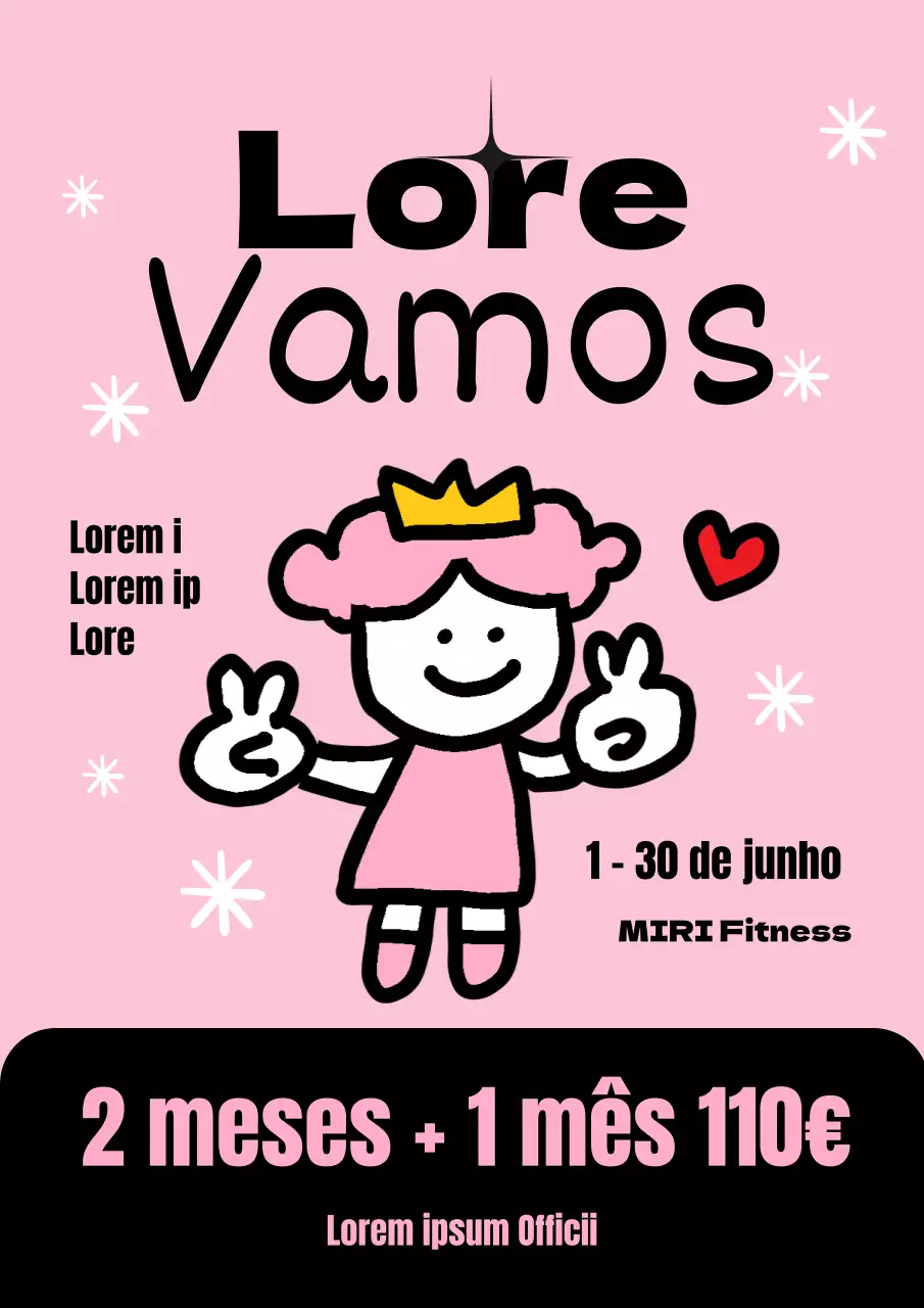 Um anúncio de saldos de fitness cor-de-rosa e amarelo kitsch