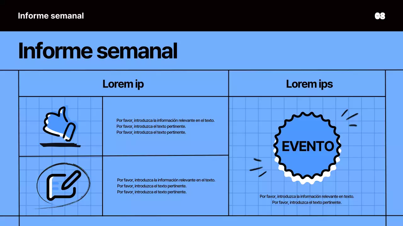 Material de reunión kitsch en azul