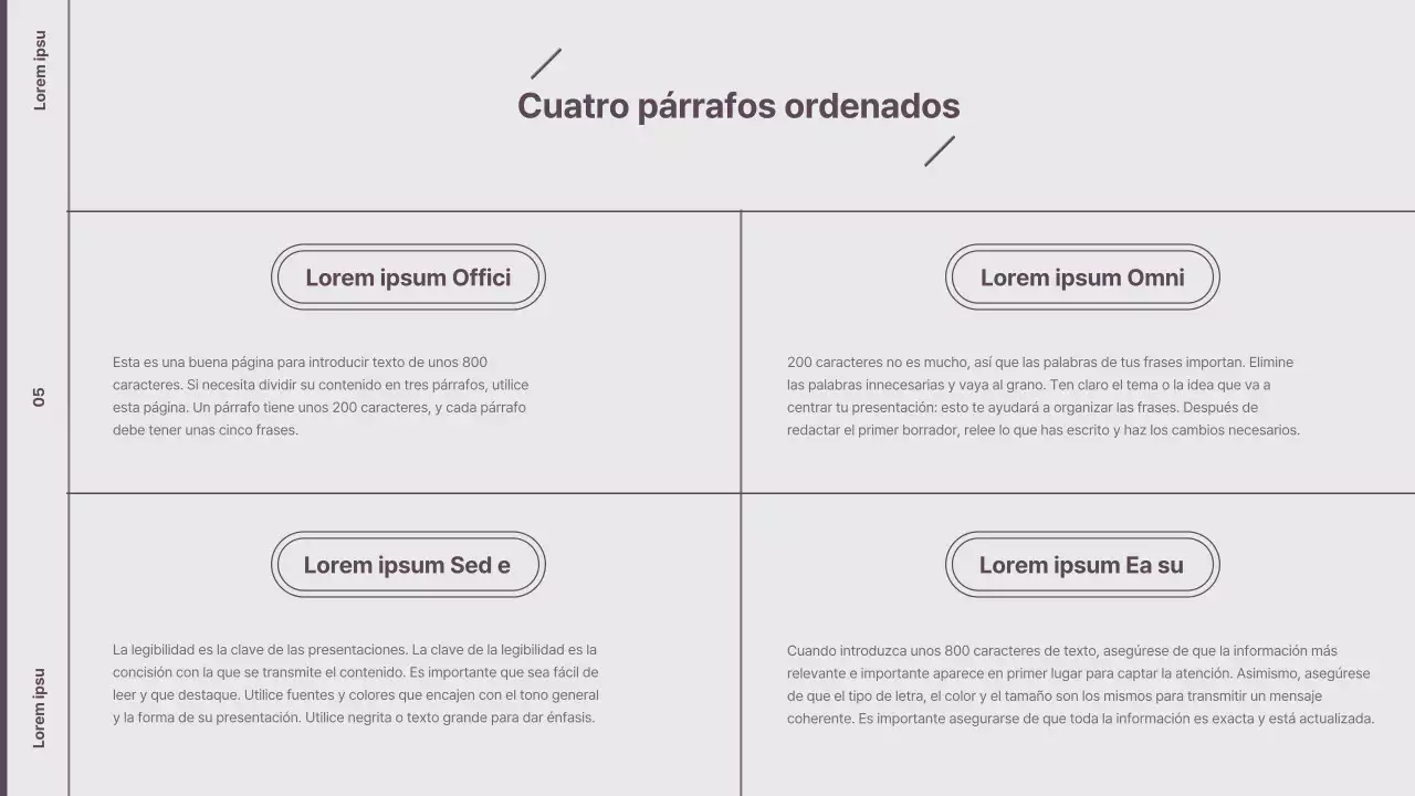 Explicación del diseño de estilo minimalista en morado