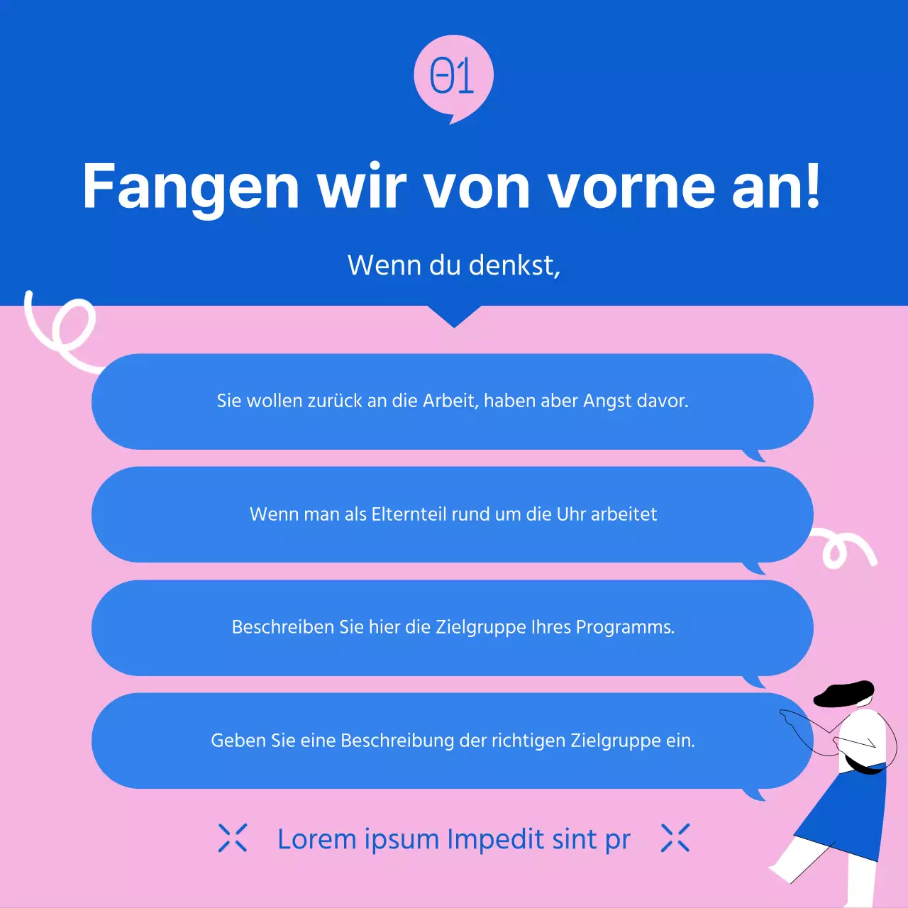Förderung des modernen blauen und rosafarbenen Programms "Women's Career Leap