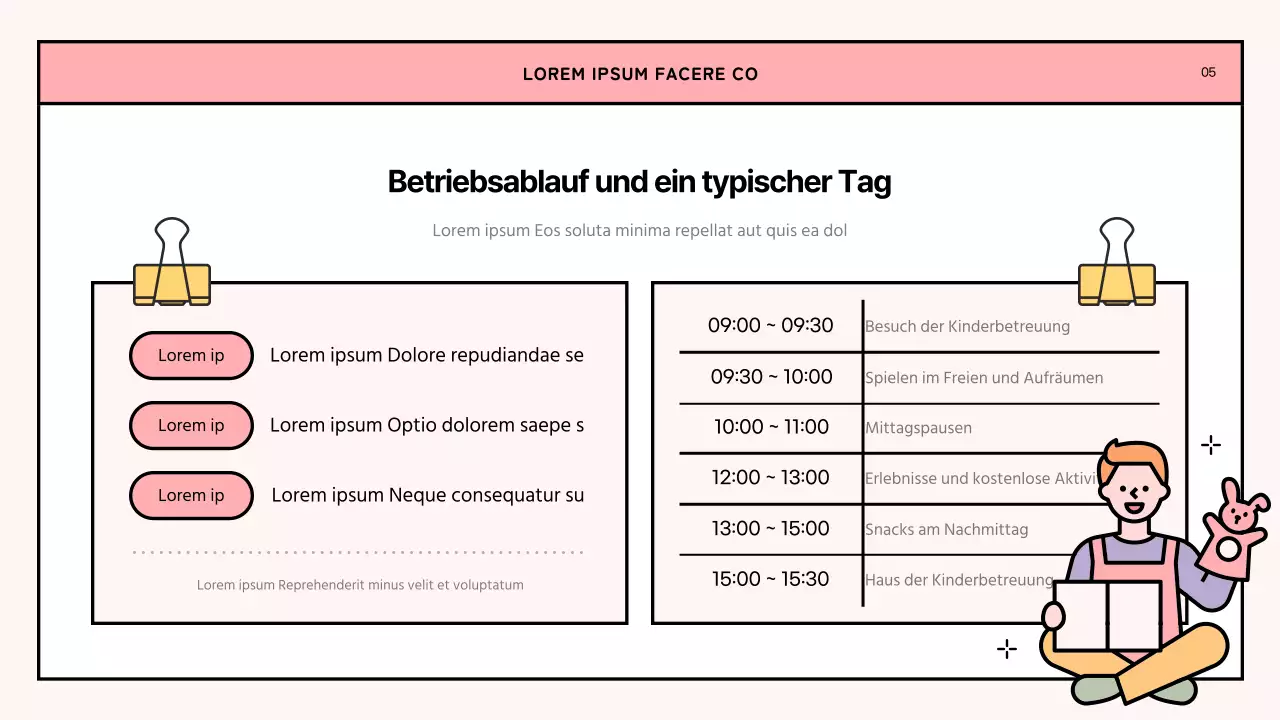 Ein einfaches rosa und lindgrünes Orientierungsschreiben für Kindertagesstätten