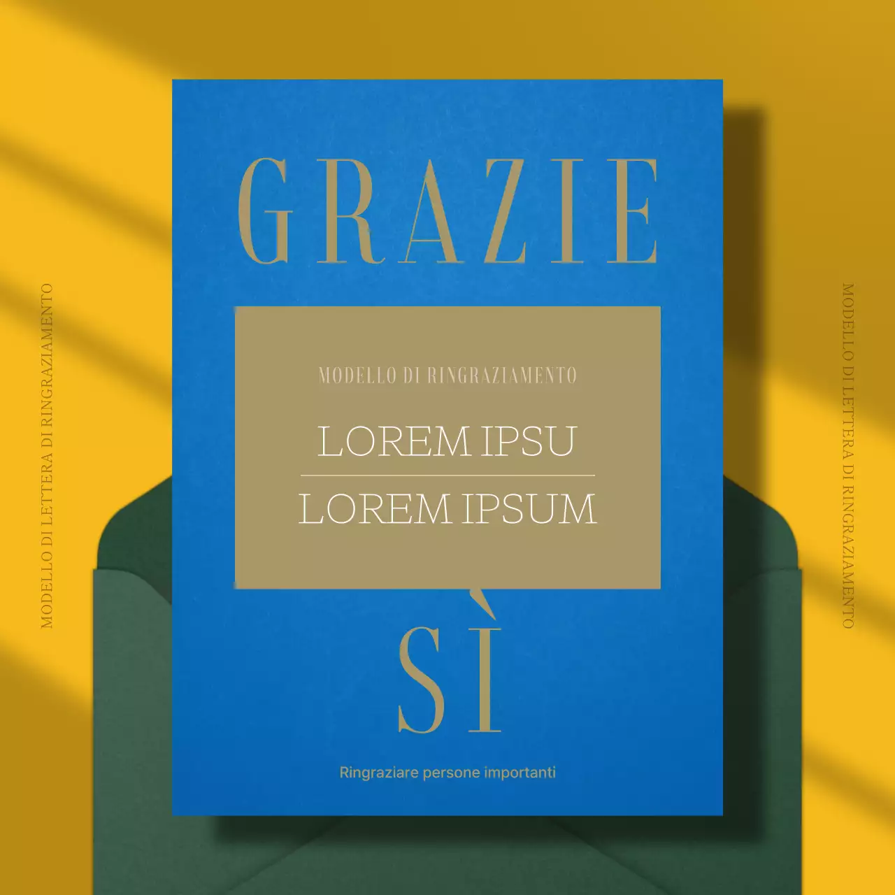 Cartoline di ringraziamento moderne in blu e giallo