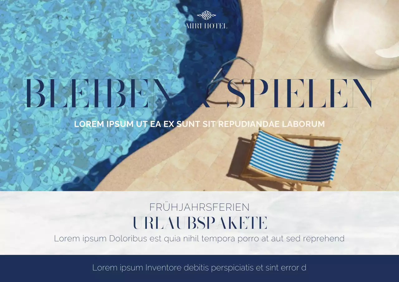 Blaue und weiße elegante Spring Break Urlaubspakete Werbung