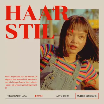 Fördern Sie moderne Frisurenempfehlungen in Beige und Rot