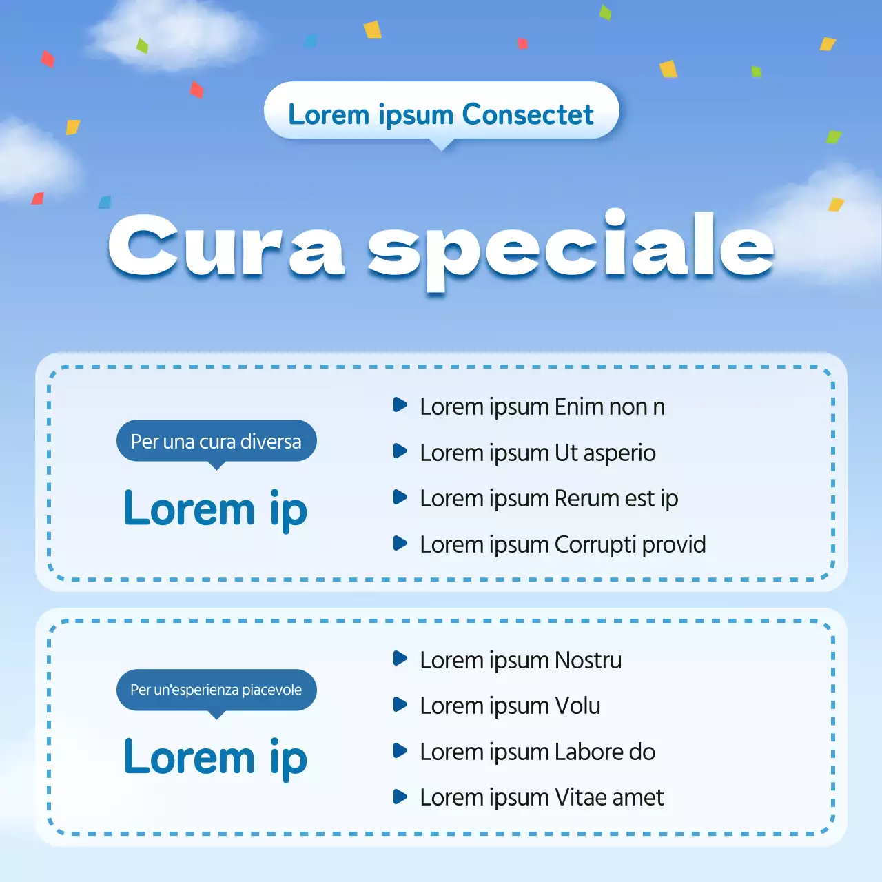 Un grazioso avviso di selezione per la scuola materna in azzurro e bianco