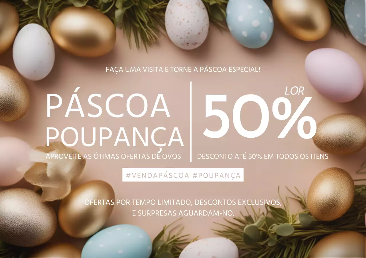 Anúncio de venda de Páscoa clássico bege e branco