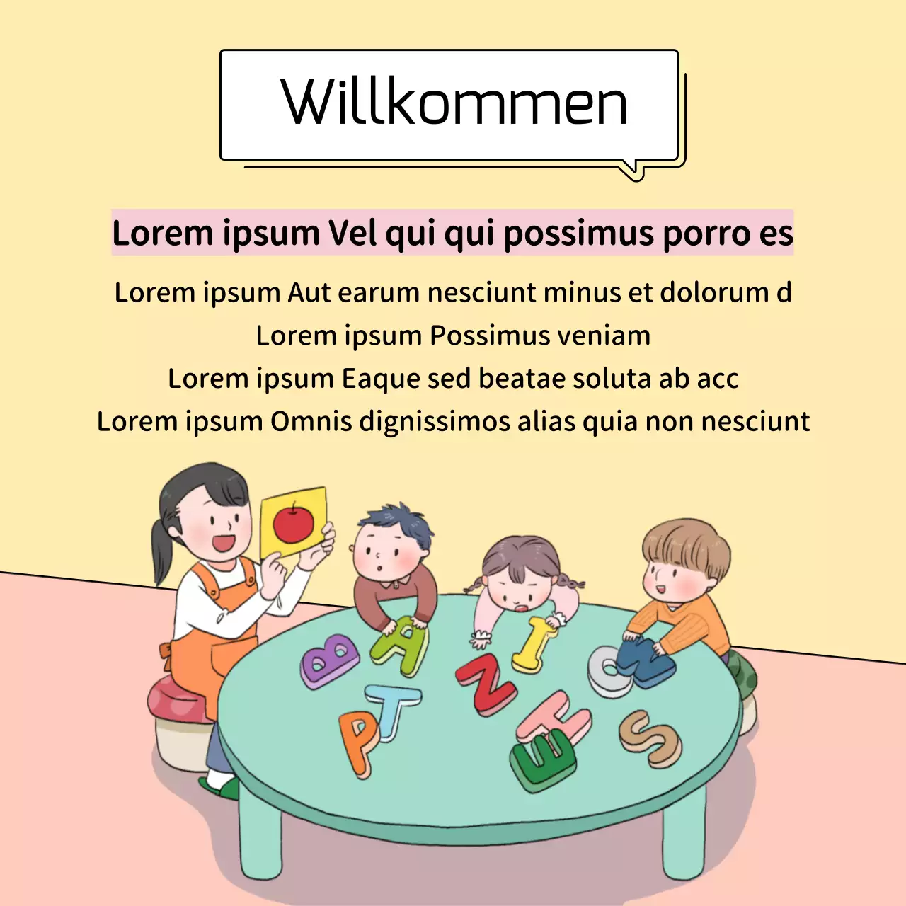 Niedliche Vorschul-Kleinanzeigen in Gelb und Rosa