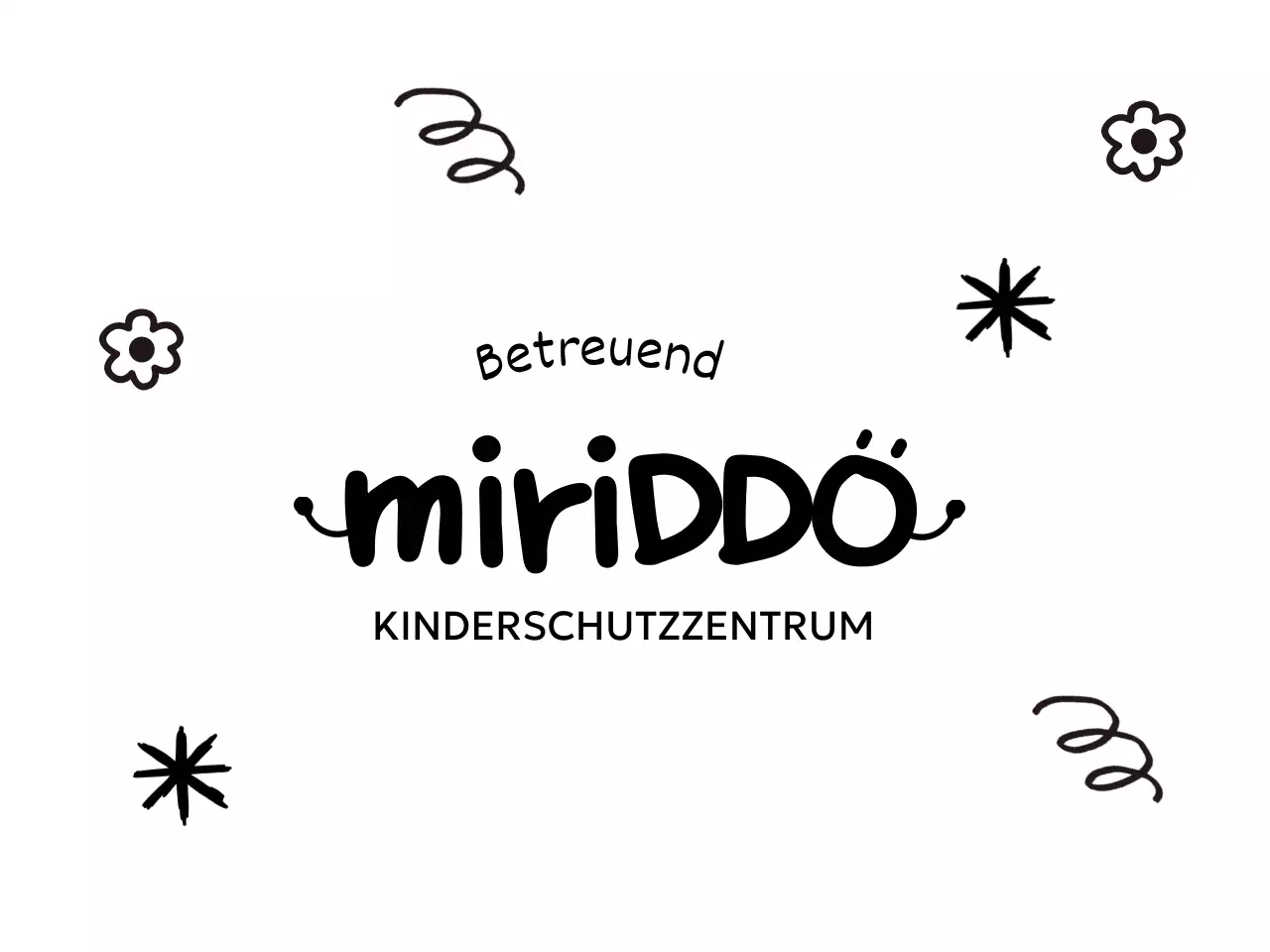 Niedliches Konzept für ein Kinderschutzzentrum mit handgezeichnetem Kunstwerk