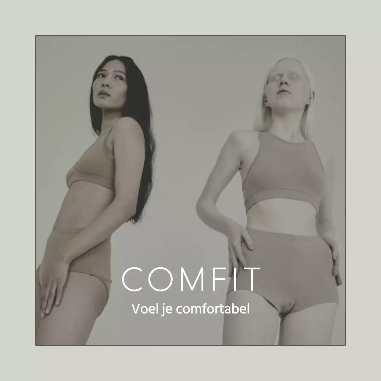 Eenvoudige ondergoedadvertentie in wit en chartreuse