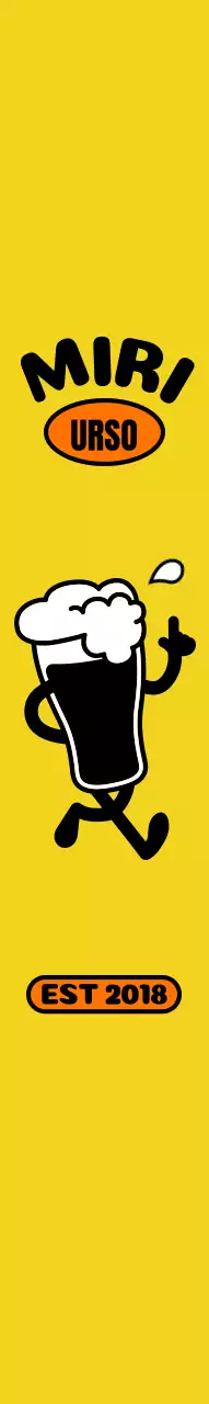 Restaurante de frango com uma personagem de cerveja sobre um fundo amarelo
