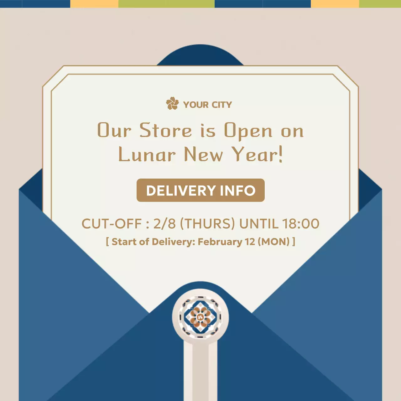 Blue Traditional Store Announcement Social Media Post