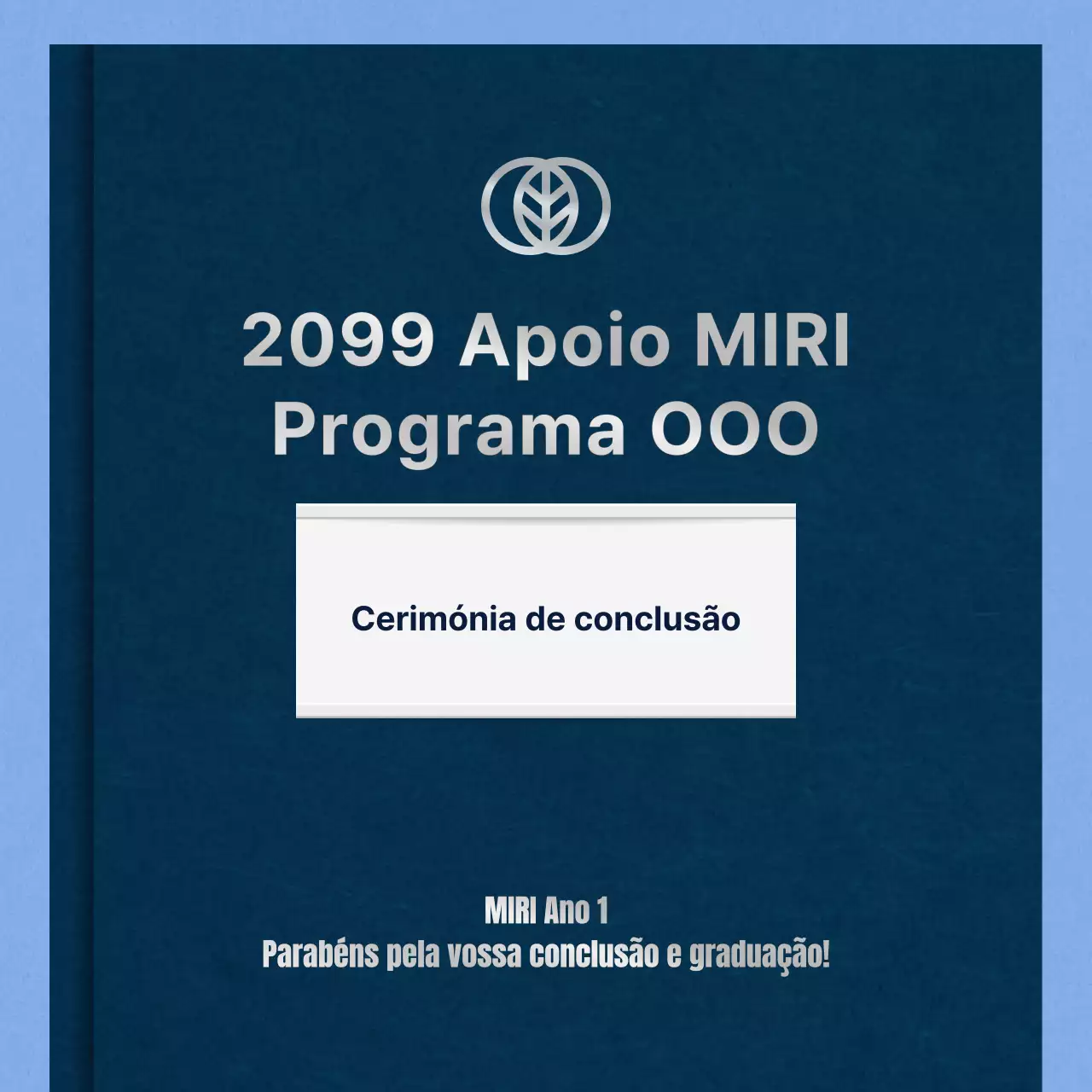 Carta de formatura minimalista com fundo azul claro
