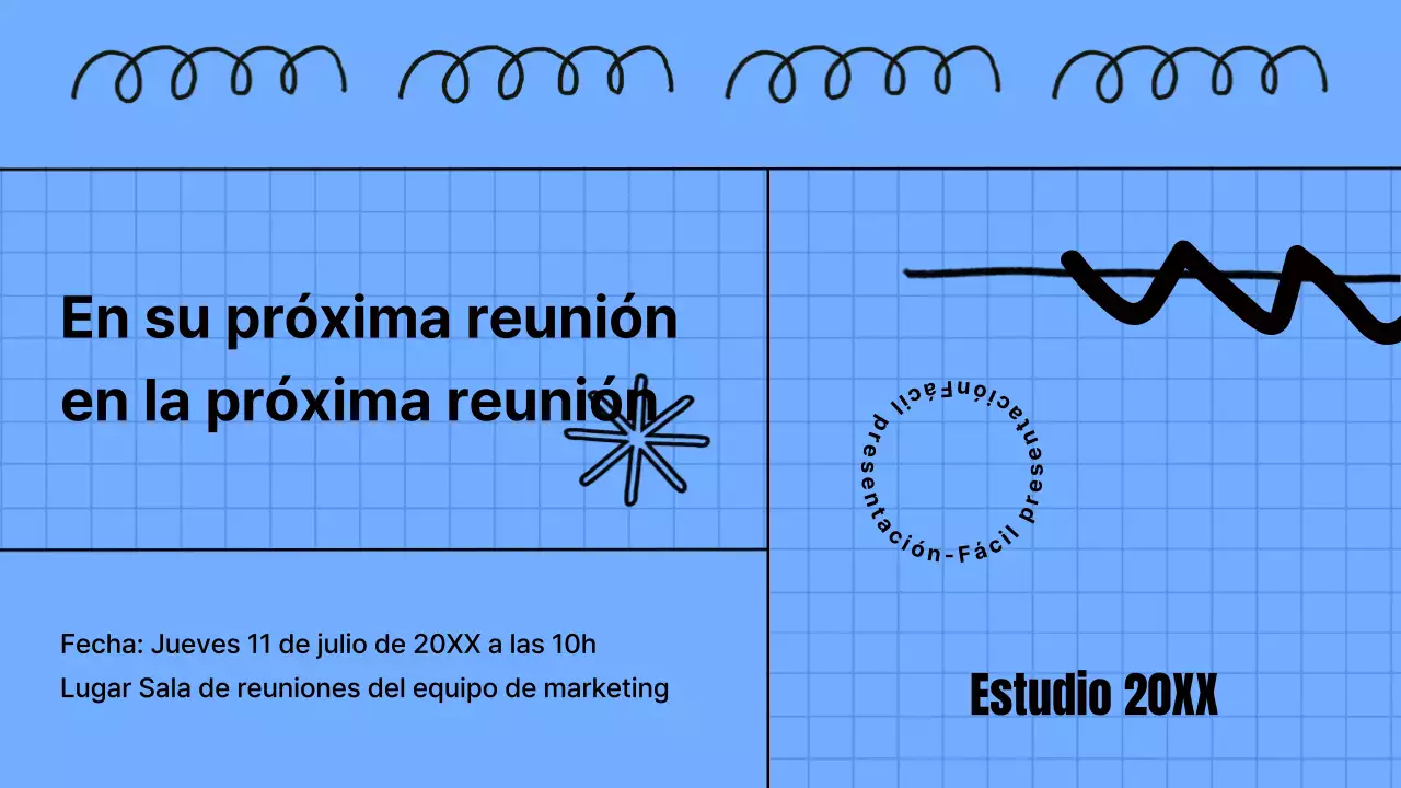 Material de reunión kitsch en azul