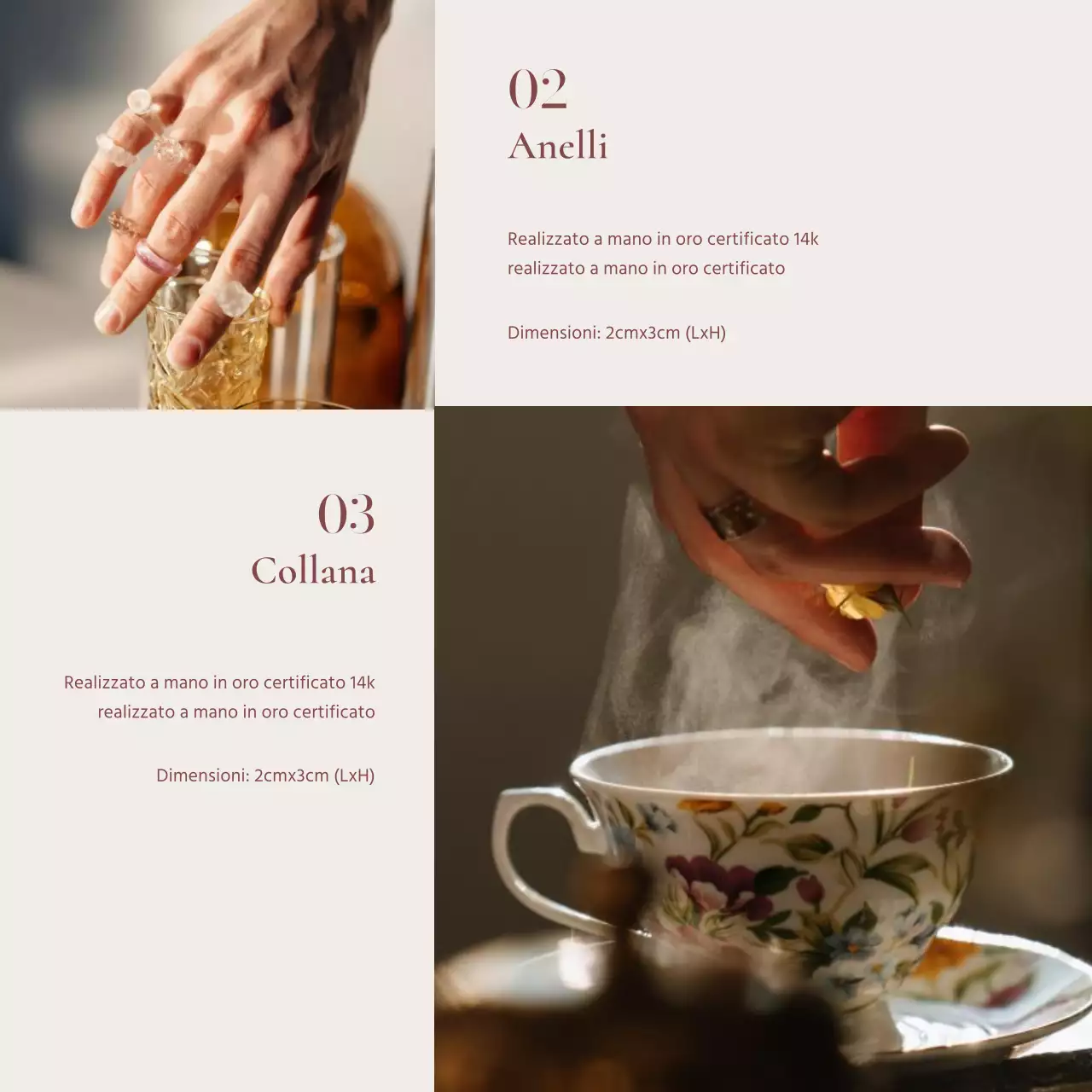 Un annuncio che vende un lookbook di accessori di gioielleria di tendenza in rosa e marrone.