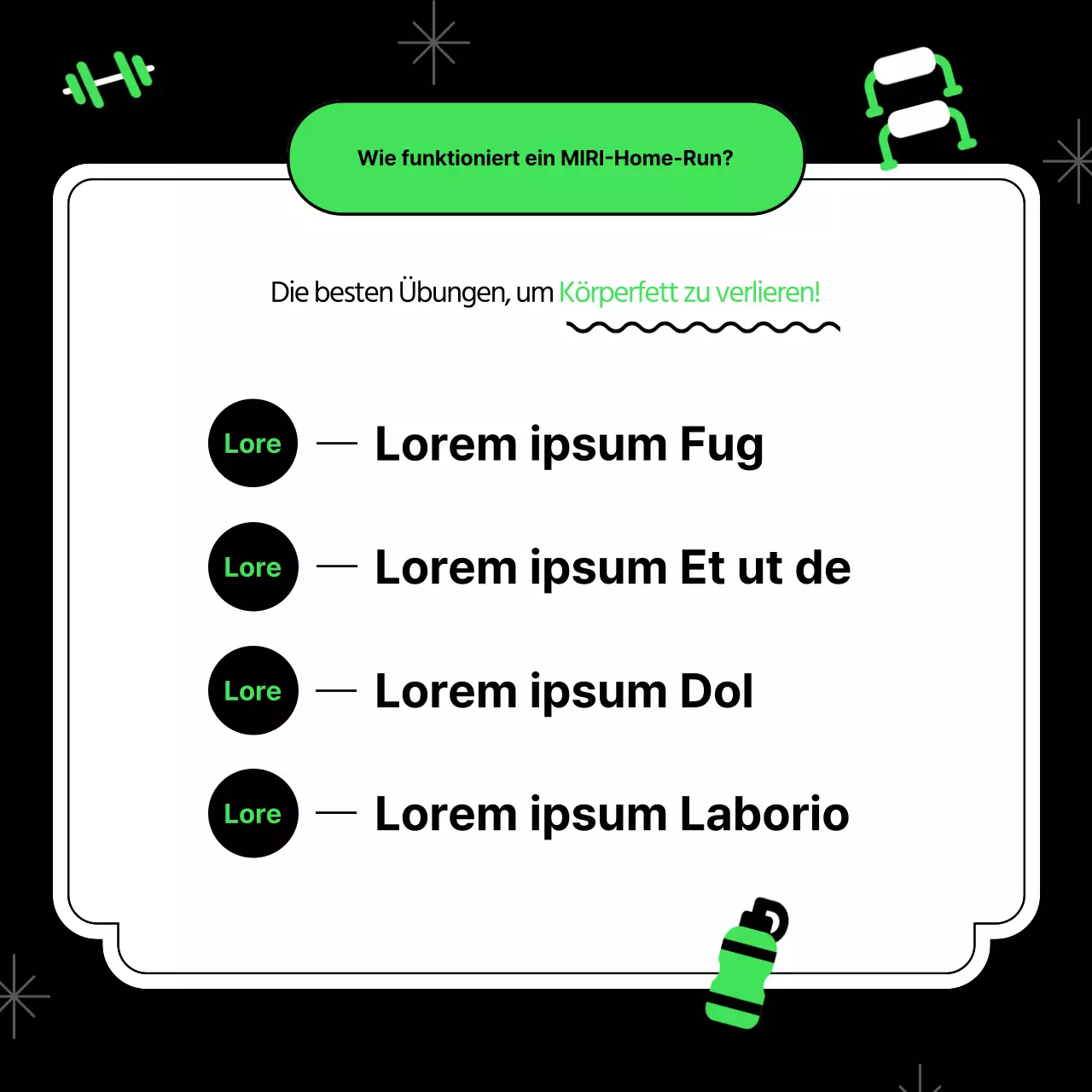 Rekrutieren Sie Unterstützer für ein kitschiges Workout zu Hause in Neon und Schwarz