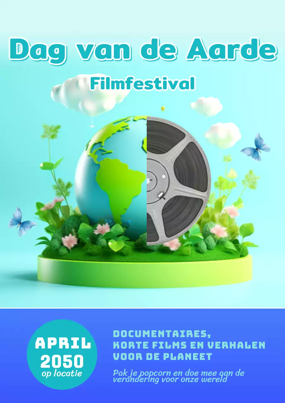 Hemelsblauw en Paars Earth Day Film Festival Promotieboek met thema natuur