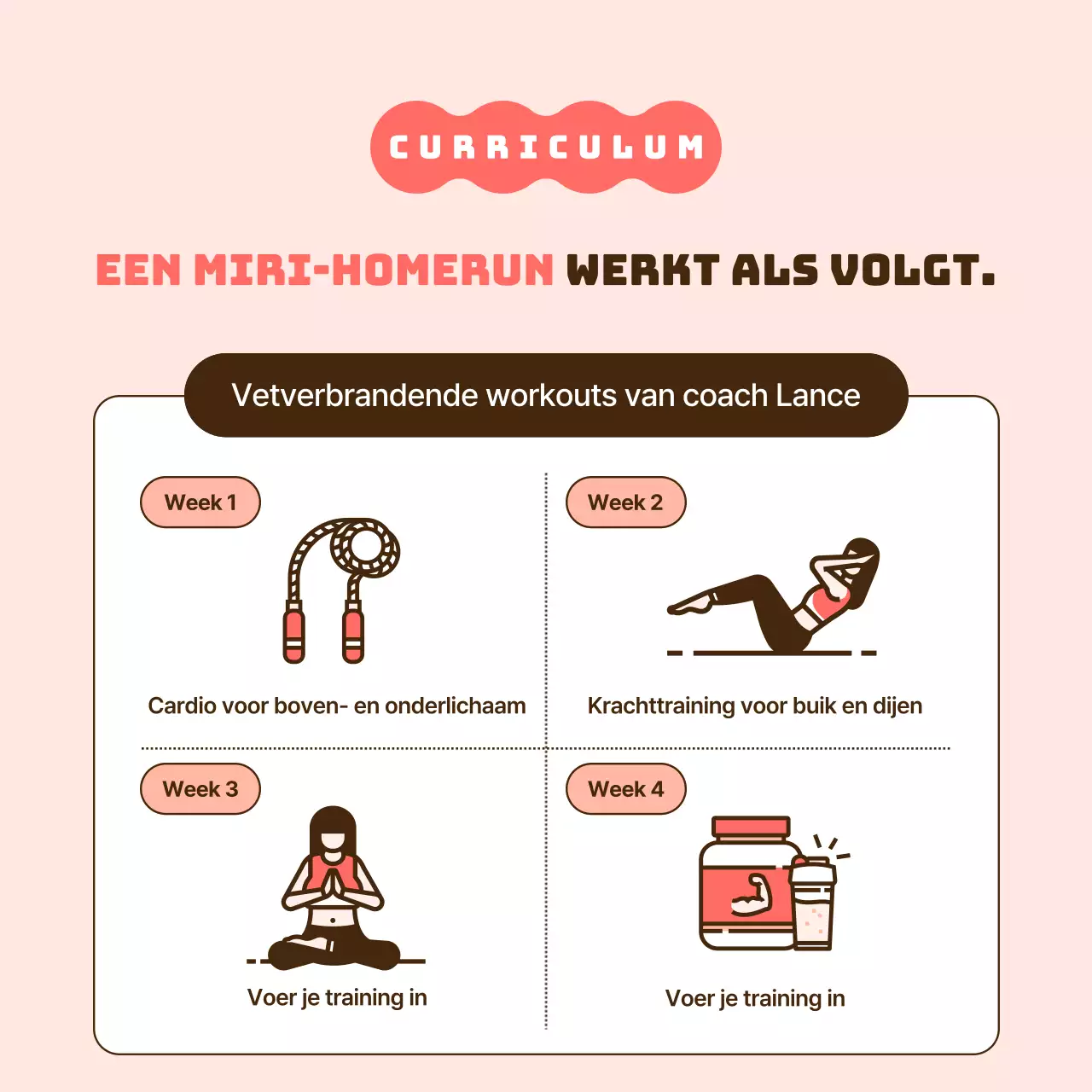 Een eenvoudige roze en bruine thuisworkout promoten om supporters te werven
