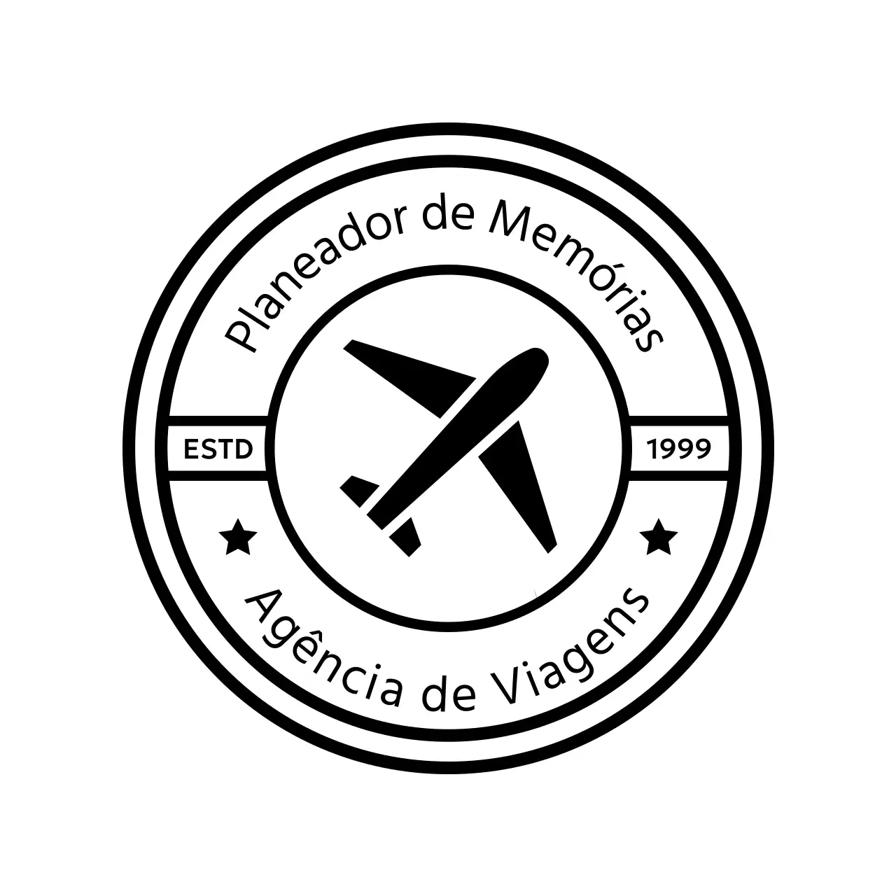 Um logótipo de carimbo de viagem simples e elegante