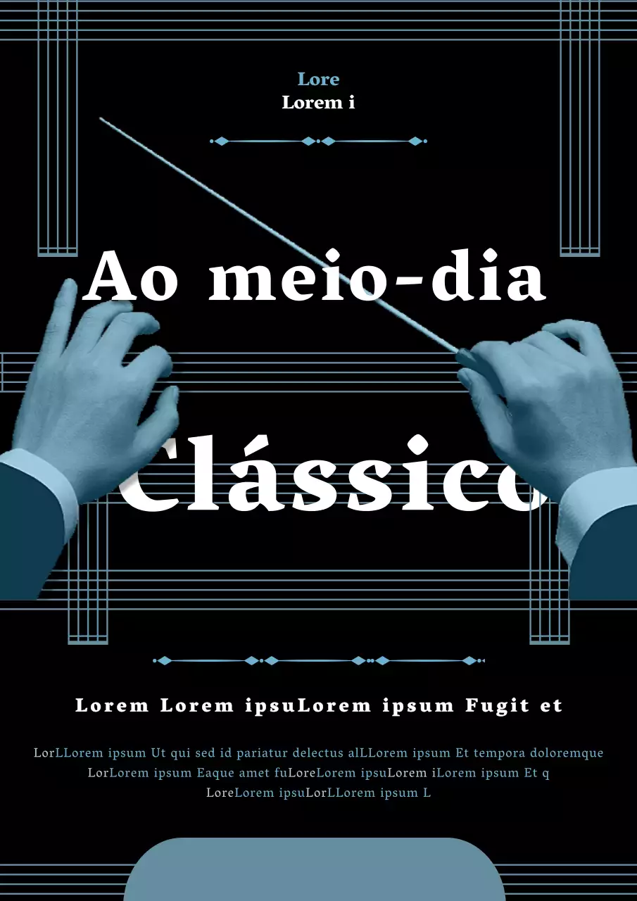 Folheto de concerto clássico moderno em azul marinho