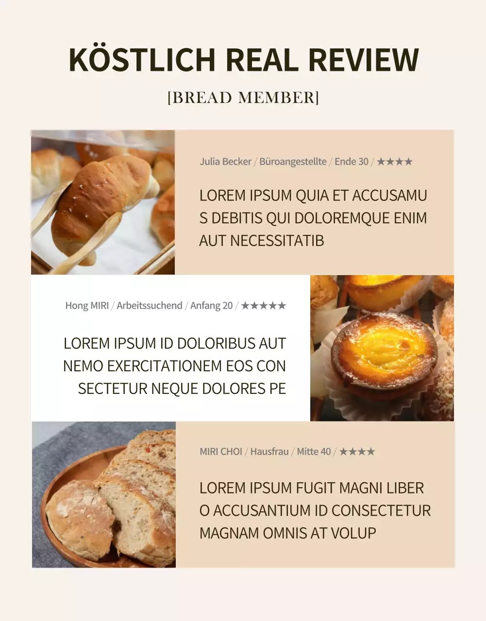 Werben Sie für eine moderne Bäckereiveranstaltung in Schwarz und Beige