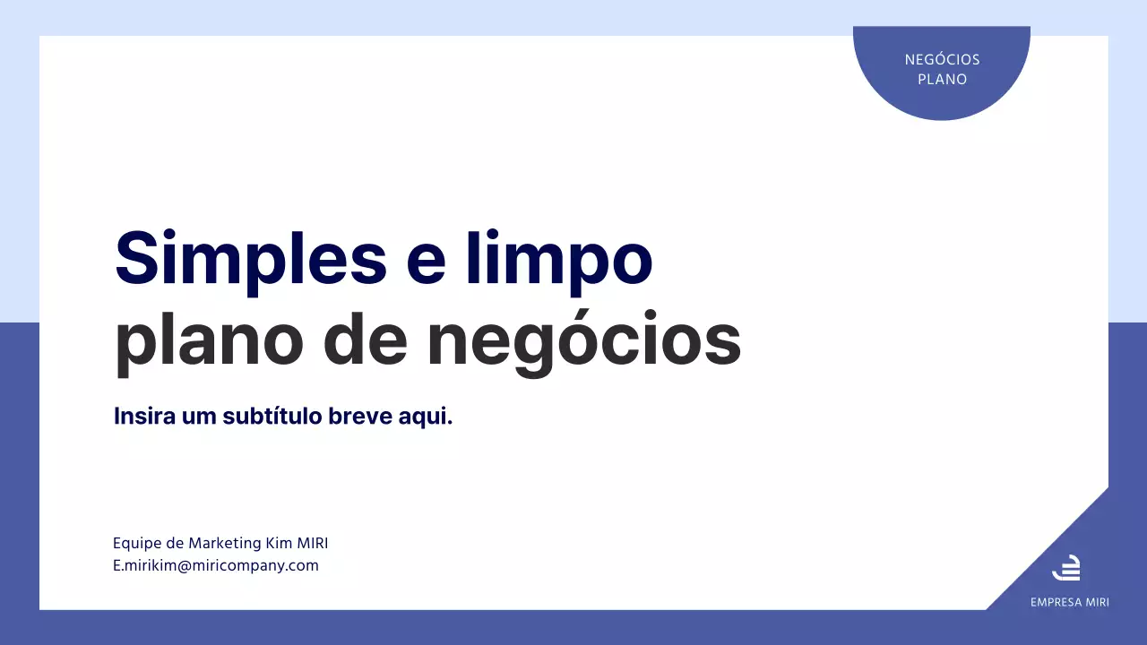 Um plano de negócios simples em azul