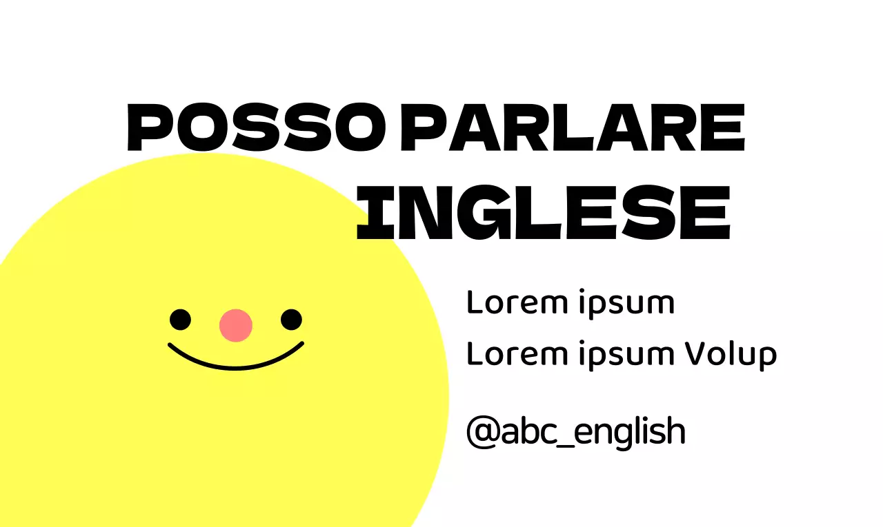 Concetto promozionale giallo e nero per una scuola di lingua inglese