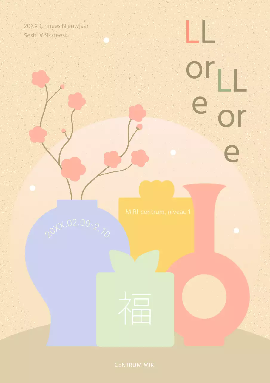 Een trendy geel en chartreuse Lunar New Year Seshi festival advertentie