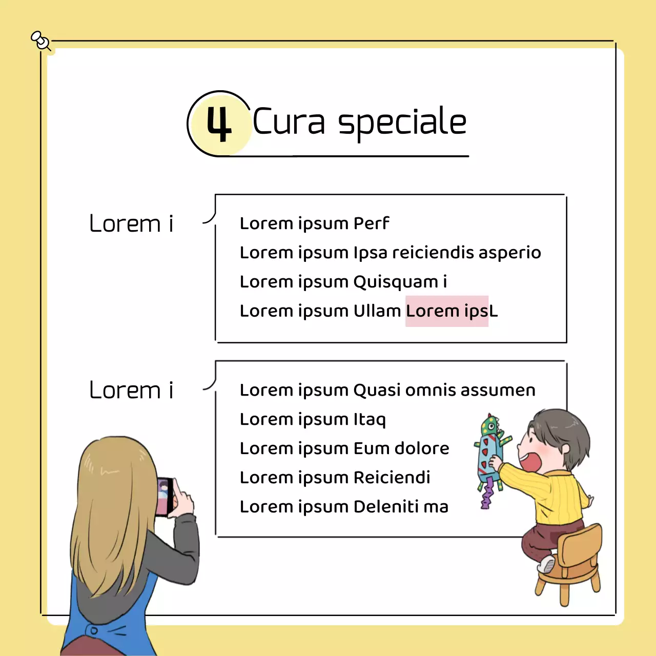 Simpatici annunci prescolari in giallo e rosa
